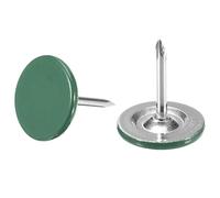 TOP-VIGOR 100 tachuelas de tapicería de cabeza plana verde, chinchetas de empuje resistentes, 11 x 13 mm, tachuelas decorativas para pared, tablero de corcho, muebles y tablón de anuncios