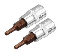 TOP-VIGOR 2 llaves hexagonales de 1/4 pulgadas x llave Allen H3 (3 mm), brocas de acero S2 de alta calidad, broca hexagonal con 38 mm de longitud para llave dinamométrica, llave de trinquete, taladros