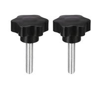TOP-VIGOR 2 pomos de tornillo de sujeción M10 x 50 mm, forma hexagonal, 48 mm de diámetro, cabeza de plástico, mango de rosca macho