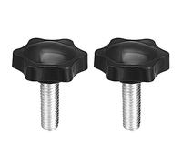 TOP-VIGOR 2 pomos de tornillo de sujeción M8 x 20 mm, forma hexagonal, 38 mm de diámetro, cabeza de plástico, mango de rosca macho, tornillo de pulgar