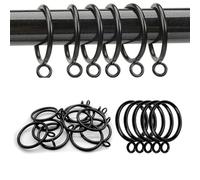 TOP-VIGOR 24 anillos de cortina de metal, anillos de barra de cortina de 25 mm de diámetro interior, anillos deslizantes para colgar cortinas de ventana, cortinas de ducha, cortinas, color negro