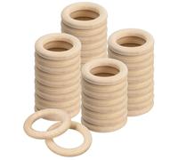TOP-VIGOR 50 anillos de madera natural de 35 mm, círculos de madera lisos de 6 mm de grosor, para manualidades, tejer, macramé, colgante