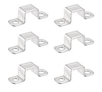 TOP-VIGOR 6 soportes de conector en forma de U de 18 x 22 mm, acero inoxidable 304 para puerta, soporte de barra cerrada, canal de puntal y tubo de fijación