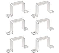 TOP-VIGOR 6 soportes de conector en forma de U de 43 x 46 mm, acero inoxidable 304 para puerta, soporte de barra cerrada, canal de puntal y tubo de fijación