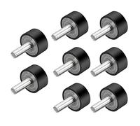 TOP-VIGOR 8 aisladores antivibración M6, 20 mm de profundidad x 10 mm de alto, soportes de goma amortiguadores, soportes de aislamiento de vibraciones de goma cilíndrico con pernos para compresor de