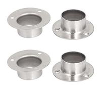 TOP-VIGOR Soporte de riel colgante de armario de 32 mm, 4 soportes redondos para barra de armario, soporte de pared de acero inoxidable para cortina de armario