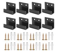 TOP-VIGOR Soportes en forma de U, 8 piezas, negro, metal, montaje en pared, fijaciones resistentes, colgar espejo, exhibición de azulejos, exhibición de pintura al óleo (25 mm, L)