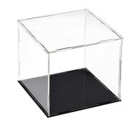 TOP-VIGOR Vitrina acrílica transparente, 20 x 20 x 20 cm, montaje a prueba de polvo, caja de mostrador de cubos coleccionables para figuras, juguetes, almacenamiento en el hogar