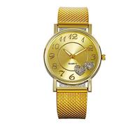 Top Wild - Reloj de pulsera para mujer, diseño de malla creativa, a la moda, con cinturón, fácil de leer, para mujer, dorado, talla única
