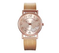 Top Wild - Reloj de pulsera para mujer, diseño de malla creativa, a la moda, con cinturón, fácil de leer, para mujer, oro rosa, talla única