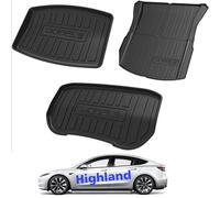 TOPABYTE Alfombrilla Trasera Maletero Todo Clima para Tesla Model 3 Highland 2025 2024 Protector (Alfombra de Maletero Delantera + Forro de Maletero Almacenamiento + Revestimiento de Carga)