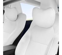 TOPABYTE Almohada para Reposacabezas de Coche para Tesla Model Y/S/X/3/Highland Cybertruck Accesorios, Almohada para Asiento de Coche, Cojín para Reposacabezas, 2 Paquetes, Blanco