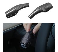 TOPABYTE Cubierta de Palanca de Cambios para Tesla Model 3 2016-2023 Model Y 2020-2024 Columna Cubierta de Palanca de Cambios Palanca Embellecedor Volante (Carbono Negra Brillante)