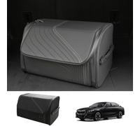TOPABYTE Organizador de maletero de automóvil con tapa y asa resistente, plegable, duradera, de cuero de primera calidad, caja de almacenamiento para BMW, SUV, sedán, camión, color negro