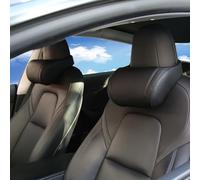 TOPABYTE Reposacabezas Coche Cojin, Almohada de Coche de Cuero con Espuma Viscoelástica, Almohada Cervical para Asiento del Auto, Soporte de Cuello Cojín para Conductor, Negro, 2 Pieza