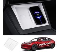 TOPABYTE Tesla Center Console Mat para 2024 Model 3 Highland Center Console Almohadilla de Silicona Antideslizante para Model 3 Highland Accesorios Interiores (Blanco)