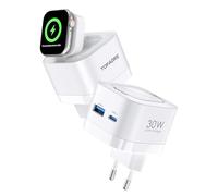 TOPADRE Cargador para Apple Watch, 3 en 1, 30W, USB-C, PD 3.0, Cargador rápido para Apple Watch 11/10/9/8/7/Ultra/SE, Cable de Carga USB-C para iPhone 17/16/15 Pro MAX, iPad Air/AirPods, Color Blanco