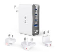 TOPADRE Cargador Viaje 100W, Enchufe USB C con Enchufes para Reino UK/UE/AU