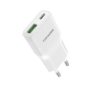 TOPADRE USB C Charger Mini 20W, 2-Poorts GAN USB C Oplader, PD Snellader Stekker voor iPhone 17/16/15/14/13 Series, voor iPad Air/Pro Serie, voor Galaxy S26/S25/S24/S23, voor Pixel 10/9/8 Serie. Wit