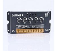 TOPAI Cinco Mandos Regulador de Tira LED, Control Independiente de 5 Canales, Controlador de Atenuación PWM, Salida DC 12V-24V (Máx 50A), Regulador de Brillo para luces LED Monocromáticas