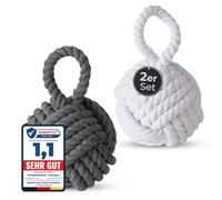 TOPANBIETER 999 Juego de 2 topes decorativos para puerta de yute para el suelo y como protección para la pared, soporte de puerta, tope de suelo, tope para puerta, nudo marinero, saco adecuado para