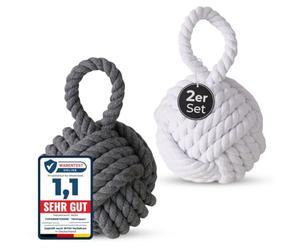 TOPANBIETER 999 Juego de 2 topes decorativos para puerta de yute para el suelo y como protección para la pared, soporte de puerta, tope de suelo, tope para puerta, nudo marinero, saco adecuado para