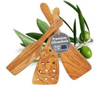 TOPANBIETER 999 Juego de espátulas de madera de olivo, 3 piezas Producción en la UE Utensilios de cocina de primera clase Utensilios de cocina sostenibles Madera de olivo Fácil de limpiar