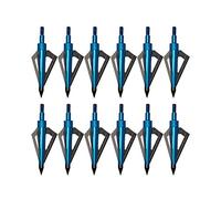 Toparchery 12 Puntas Anchas Punta de Flecha 3D 125 Granos con 3 Cuchillas afiladas para Flechas y ballestas (Azul)