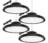 TOPAUBUB 200W UFO Focos LED Interior Techo 4 Piezas, Lamparas LED Techo 20000LM IP65 6500K con Cadena Metálica de 30CM, Driver, Foco Industrial para Garaje
