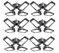 TOPAUBUB Luz de Garaje LED 6 Piezas 20W - 2000LM Luces Taller LED Garaje Techo con 4+1 Paneles Orientables 6500K E27/E26 para Industrial/Sótano (Equivalente a 120W)