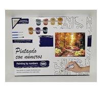 TOPAZ - Kit Pintura por Números - Lienzo 30x40 cm Montado en Bastidor - Incluye Pinturas Acrílicas, Pinceles y Guía - Variedad de Diseños Paisajes (Primavera floral, Multicolor)