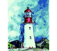 TOPAZ - Kit Pintura por Números para Adultos | Lienzo 30x40 cm Montado en Bastidor | Incluye Pinturas Acrílicas, Pinceles y Guía | Diseños de Paisajes Relajantes y Decorativos (Faro)