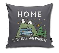 TopBABYYING Home Decoration Throw Pillows Cases Camping Home Is Where We Park It Campervan Gift18x18 Square Accent Bedroom Cushion Pillowcases Cover Sofa,Chairs,Car,Hotel,Cafe Decor Both Sides