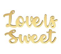 TOPBATHY 1 Juego de Letrero de Madera Love Is Sweet para Boda, Decoración de Mesa en Color Dorado, Letras Grandes para Centros de Mesa, Adecuado para Recepción y Despedida de Soltera