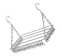 TOPBATHY 1 Pc Tendedero Escurreplatos Plegable Retráctil Perchas para Ropa De Bebe Multi Secadora De Ropa Vara Secado con Clip De Balcón Limpiadores Bastidores Junta Silver Acero Inoxidable