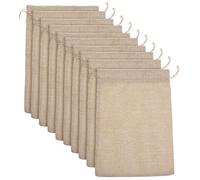 TOPBATHY 10 Piezas Bolsas de Arpillera Algodón Lino, 10x14 Pulgadas, | Bolsitas para Regalos y Dulces, Uso en Fiesta Temática, Color Beige, Elegantes y Ligeras