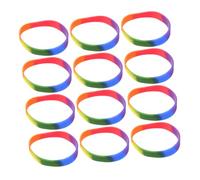 TOPBATHY 12 Piezas Pulseras de Silicona LGBT Rainbow Brazaletes de Colores Vivos para Orgullo Accesorios Unisex para Fiestas y Celebraciones
