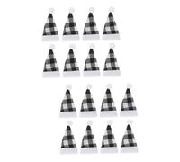 TOPBATHY 16 Piezas Decoración de Botella de Vino de Navidad Ideas de navideños Decoración para Fiestas navideñas Sombreros de Santa para muñecas Mini Gorro de Santa a Cuadros paño