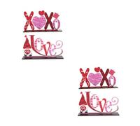 TOPBATHY 2 Juegos Adorno De San Valentín Signo De Amor Decorativo Signo De Mesa De Amor Signo De Porche De Amor Signo De Amor De Boda Signo De Amor Independiente Madera 2 Piezas * 2