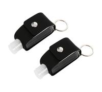 TOPBATHY 2 juegos Botellas Recargables con Funda PU Protectora Negra Portátiles y Ligeras de Cosméticos Loción Perfume y Viaje con Llavero para Colgar