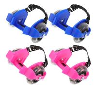 TOPBATHY 2 Pares Patines con Ruedas Luminosas Ajustables para Calzado de PVC Duradero y Transpirable Azul y Rosa Protección Segura para Principiantes Patinaje Deportivo