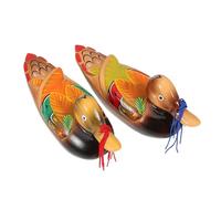 TOPBATHY 2 Piezas Adornos Decoración de mandarines en Madera Decoración para cumpleaños abejorro Feng Rana Felpa Shui Escultura de Patos mandarines decoración de Pato mandarín de Madera