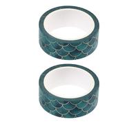 TOPBATHY 2 Piezas Cinta de Papel Decorativa Creativa con Diseño de Escamas de Pescado Adhesiva sin Residuos para Manualidades Scrapbooking y Decoración de Agendas de Unidades con Colores