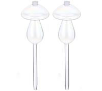 TOPBATHY 2 Piezas Estacas de Riego Automático de Vidrio en Forma de Hongo | Nivel Visible, Recarga Fácil, para Plantas de Interior, Uso Continuo