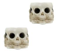 TOPBATHY 2 Piezas florero de Halloween Divertido Fiesta máscara Vaso Mini macetero con Forma de Calavera decoración de Halloween Planta Cráneo decoración de jardín jarrón de Calavera Resina