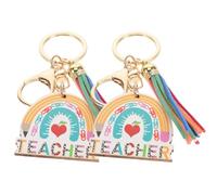 TOPBATHY 2 Piezas Llavero de Agradecimiento al Maestro de Madera para Regreso a Clases Decoración Colgante Adecuado para Recuerdos de Graduación y Eventos Escolares