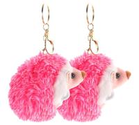 TOPBATHY 2 Piezas Llavero de Peluche Erizo Rosa Colgante Metálico