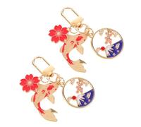 TOPBATHY 2 Piezas Llavero Diseño Artístico de Flor de Cerezo y Carpa Koi Compacto y Decorativo Japonés de Aleación de Zinc para Ocasiones Festivas y Souvenirs de Viaje