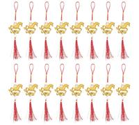 TOPBATHY 20 Adornos Colgantes para Año Chino 2026 Decoración Borlas Rojas para Bonsái y Árbol del Dinero Amuletos Suerte del Zodiaco Caballo para Fiesta y Festival Lunar