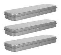 TOPBATHY 3 Cajas de Hojalata Rectangulares de Metal 205x65x23 Mm con Tapa Bisagra, Contenedores Portátiles Multifuncionales para Almacenamiento de Dulces, Joyas, Chinchetas y Manualidades